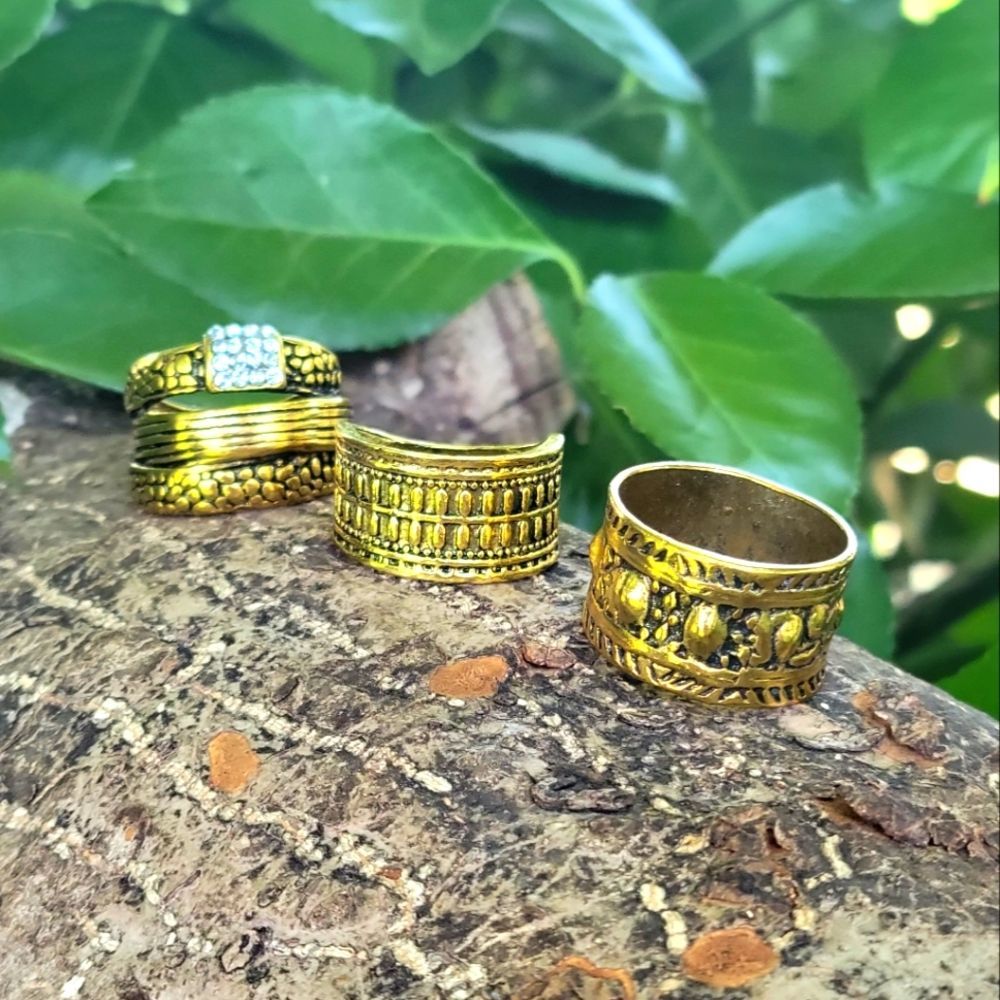 Bohemian Ring Trio Diamond Accent Costume Jewelry